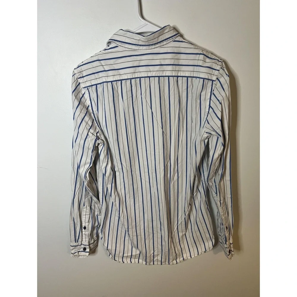 American‎ Eagle Outfitters Shirt Sm White Blue Stripe Vintage Fit Cotton Y2K 00s